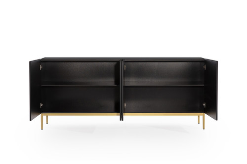 Four-Door Cabinet Nicole 200cm, matt black, gold legs