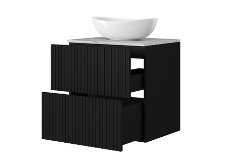Wall-mounted Wash-basin Cabinet MDF Nicole 60cm, matt black