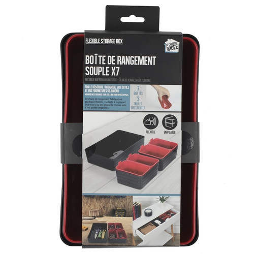 Organisers for Drawers Set of 7, black/red