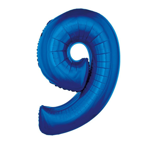 Foil Balloon Number 9, blue, 92cm