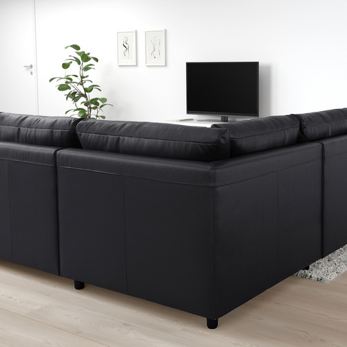 VIMLE Corner sofa, 3-seat, with open end/Grann/Bomstad black
