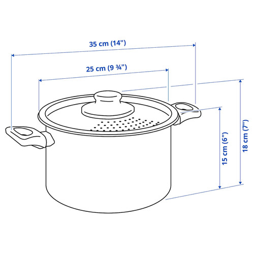 HEMLAGAD Pot with lid, black, 5 l