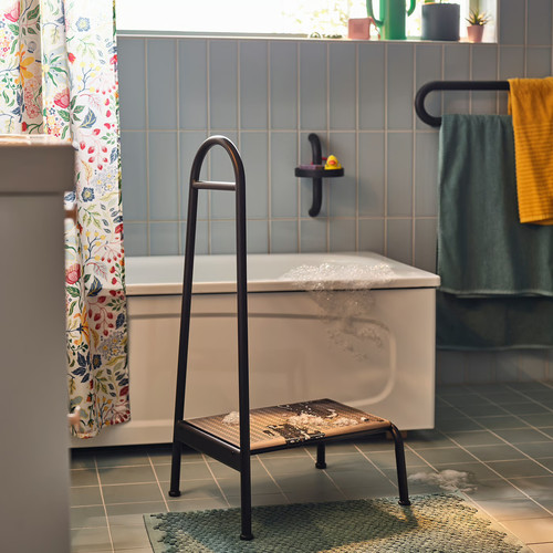 BÄSINGEN Step stool with handrail, anthracite