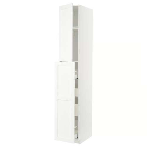 METOD / MAXIMERA Hc w p-o func 1dr/4drw, white Enköping/white wood effect, 40x60x240 cm