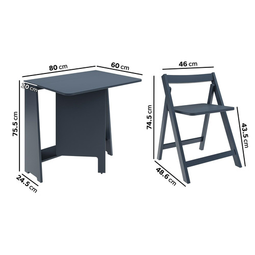 Folding Dining Set Ivy, dark blue