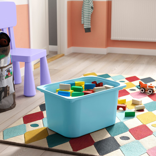 TROFAST Storage combination with boxes, white white/light blue, 46x30x94 cm