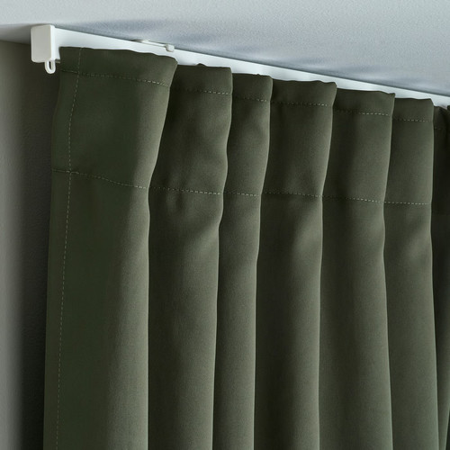 MAJGULL Block-out curtains, 1 pair, dark green, 145x300 cm