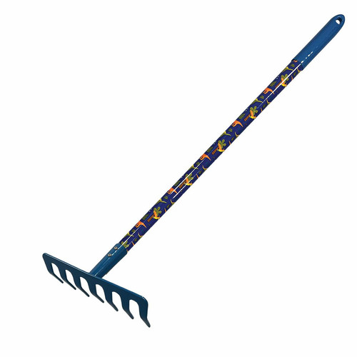 Children's Metal Garden Rake 64cm, dark blue