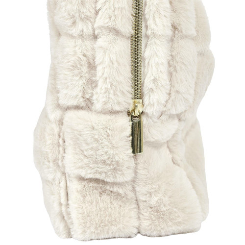 Cosmetic Bag, faux fur, cream