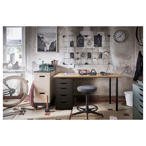 ANFALLARE / ALEX Desk, bamboo/black-brown, 140x65 cm