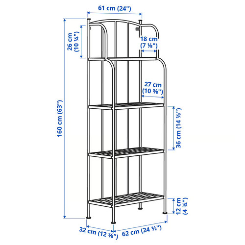 LÄCKÖ Shelving unit, outdoor, grey, 61x160 cm