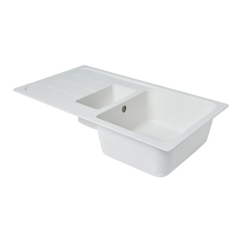 Cooke&Lewis Granite Kitchen Sink Arber 1.5 Bowl with Drainer, white