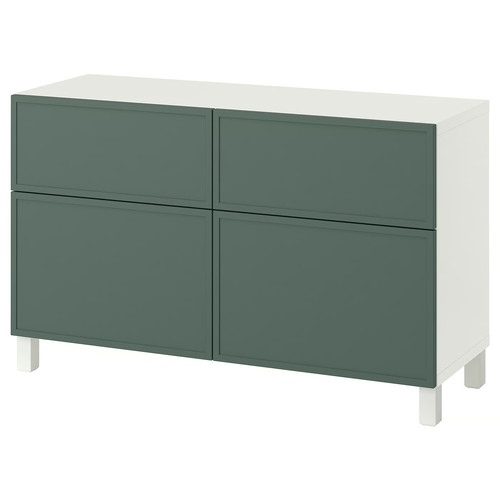 BESTÅ Storage combination w doors/drawers, Krukmakare dark grey-green/Stubbarp white, 120x42x74 cm