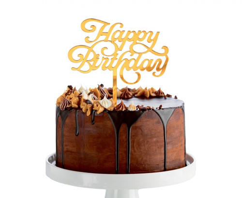 Acrylic Cake Topper Happy Birthday, gold