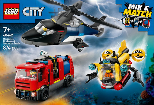 LEGO City Helicopter, Fire Truck & Submarine Remix 7+