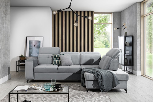 Corner Sofa-Bed Right Belavio L Grey Monolith 84