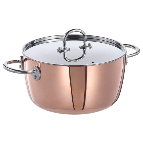 FINMAT Pot with lid, copper/stainless steel, 3 l