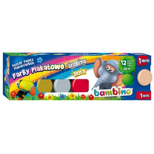 Bambino Poster Paints 12 Colours x 20ml (incl. Silver & Gold)