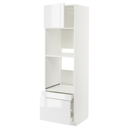 METOD / MAXIMERA Hi cab f ov/combi ov w dr/2 drwrs, white/Ringhult white, 60x60x200 cm