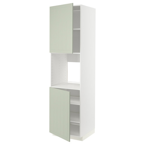 METOD High cab f oven w 2 doors/shelves, white/Stensund light green, 60x60x220 cm