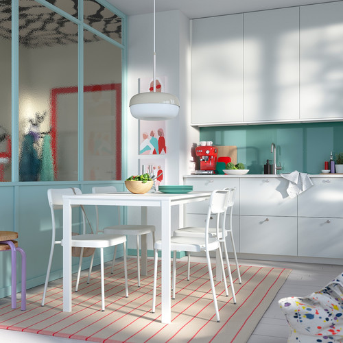 VIHALS / VIHALS Table and 4 chairs, white white/white, 125x74 cm