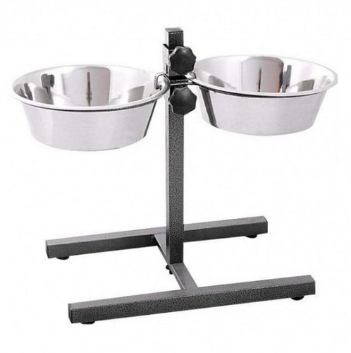 Barry King Adjustable Dog Bowl Stand 1.8l, metallic