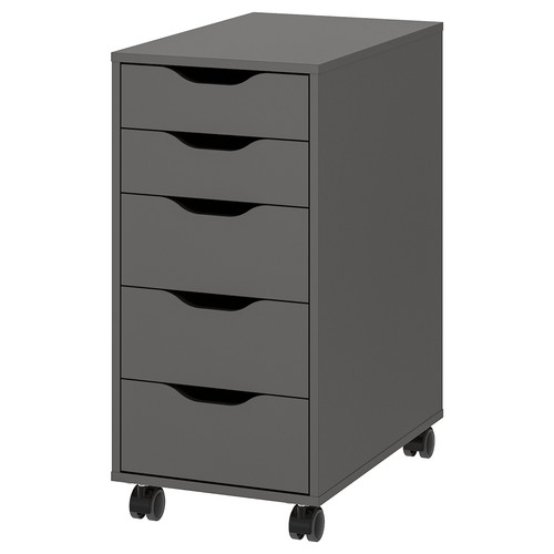 ALEX Drawer unit on castors, dark grey/black, 36x76 cm