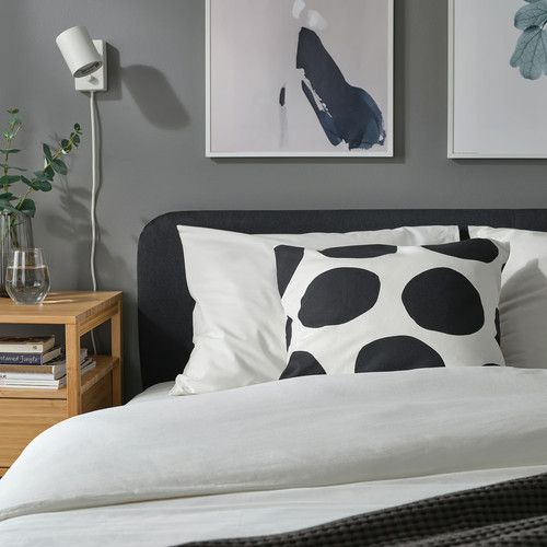 BLÅMUNKAR Cushion cover, white/black/dot pattern, 50x50 cm