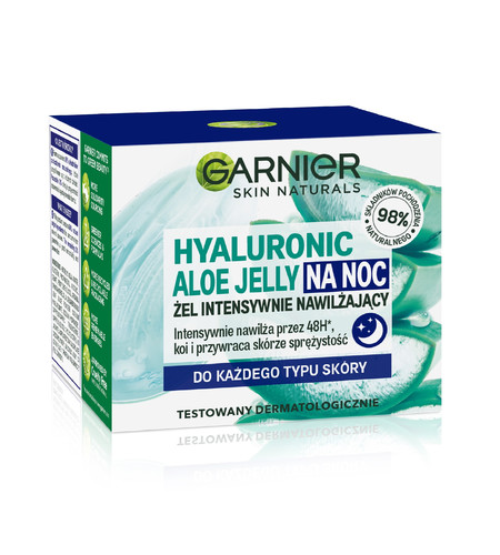 Garnier Skin Naturals Hyaluronic Aloe Jelly Intensive Night Face Gel for All Skin Types Vegan 98% Natural 50ml