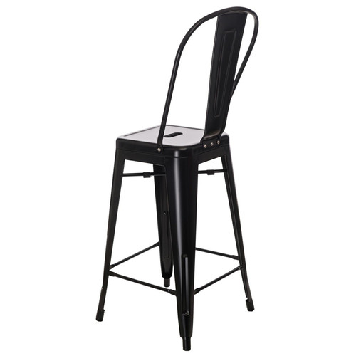 Bar Stool with Backrest Paris Back, black