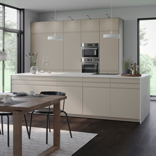 METOD High cabinet with cleaning interior, white/Upplöv matt dark beige, 60x60x200 cm