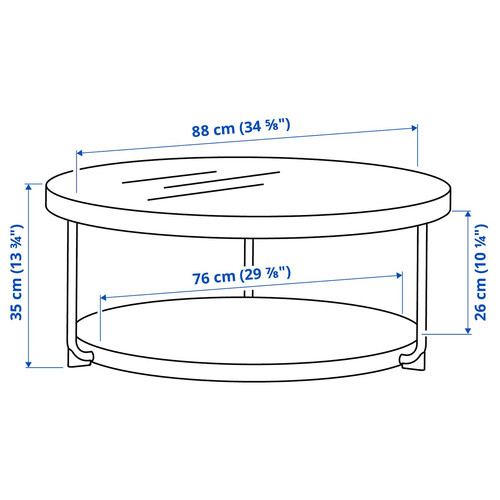 FRÖTORP Coffee table, anthracite marble effect/black glass, 88 cm
