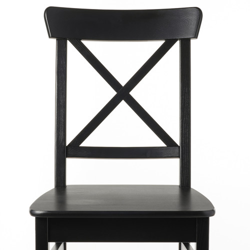 SKOGSTA / INGOLF Table and 6 chairs, acacia/black, 235x100 cm