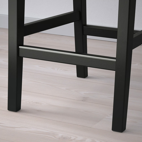 ROSENTORP Bar stool with backrest, counter height/black, 63 cm