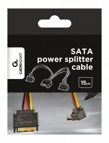 Gembird SATA Power Splitter Cable with Angled Output Connectors, 0.15m