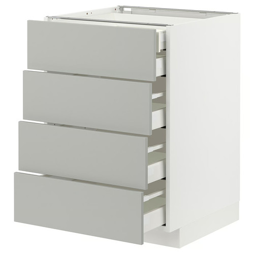 METOD / MAXIMERA Base cb 4 frnts/2 low/3 md drwrs, white/Havstorp light grey, 60x60 cm