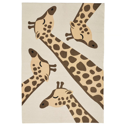 SANDLÖPARE Rug, flatwoven, beige brown/giraffe pattern, 90x130 cm