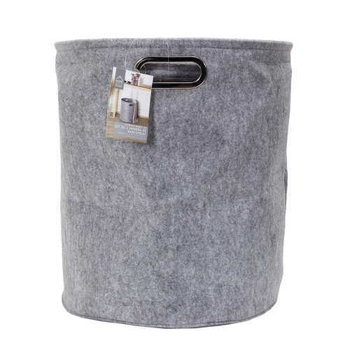 Felt Boxes Set of 2pcs, round, grey