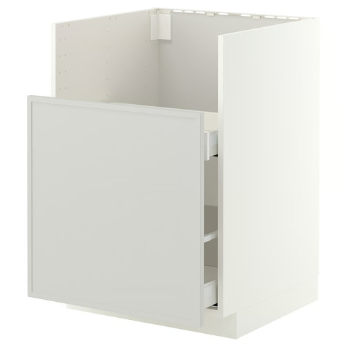 METOD/MAXIMERA Base cab f TALLSJÖN sink, white/Aspudden light grey, 60x60 cm