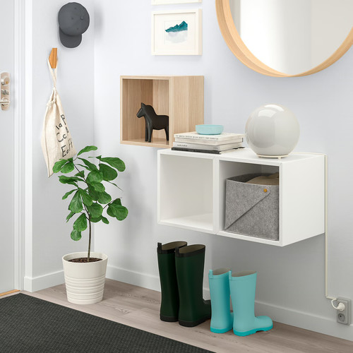 EKET Wall-mounted cabinet combination, white stained oak effect/white, 105x35x70 cm