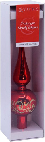 Decorative Christmas Tree Topper Spire, 250 mm, red