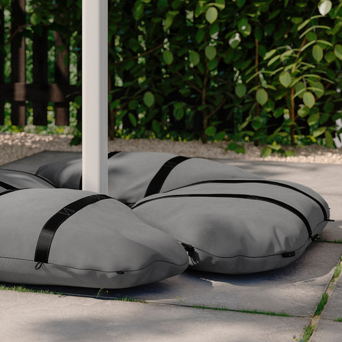 HÖGÖN / IGGÖN Parasol, hanging with base, grey/dark grey, 270 cm