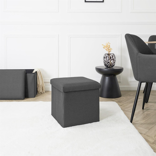 Folding Storage Pouffe Vels Atom, grey