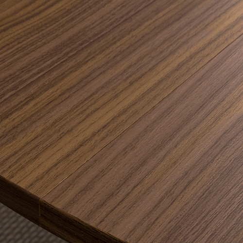 MITTZON Conference table, round walnut veneer/black, 120x75 cm
