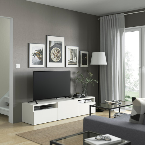 BESTÅ TV bench, white/Lappviken white, 180x42x39 cm