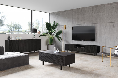 TV Cabinet Scalia II 190, matt black, black legs