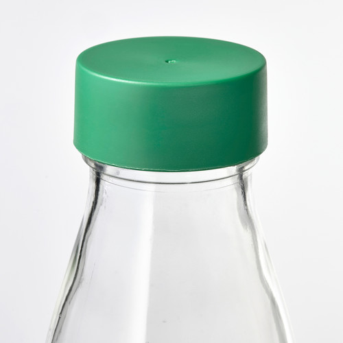 SPARTANSK Water bottle, clear glass/green, 0.5 l