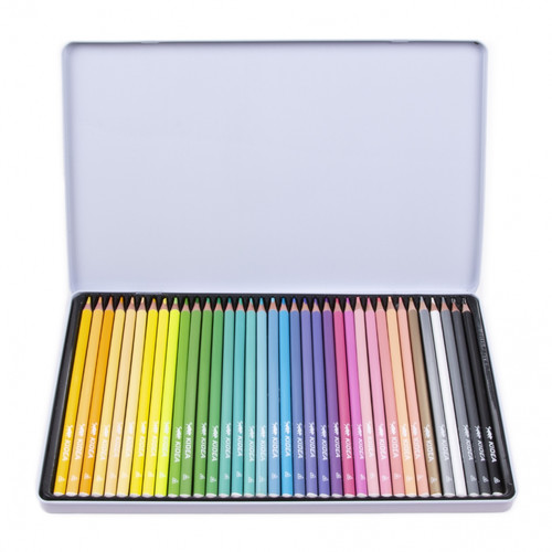 Kidea Coloured Pencils 36 Pastel Colours in Metal Box