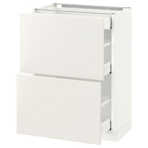 METOD / MAXIMERA Base cab with 2 fronts/3 drawers, white, Veddinge white, 60x37 cm