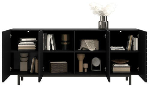 Four-Door Cabinet Scalia II 190, matt black, black legs